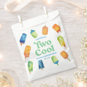 Two Cool Blue Retro Popsicle 2nd Birthday Party Favour Bags
