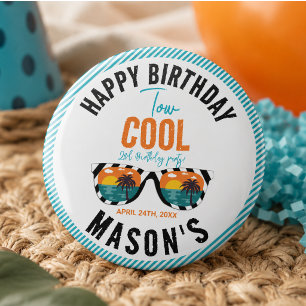 Two Cool Boy 2nd Birthday Party 6 Cm Round Badge