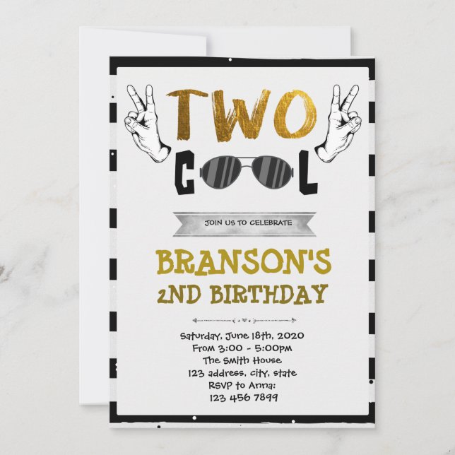 Two cool boy birthday invitation (Front)