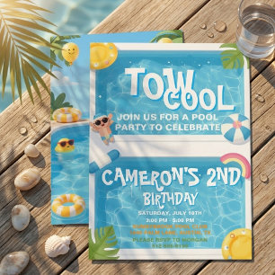 Two Cool Boy Pool Party 2nd Birthday Invitation