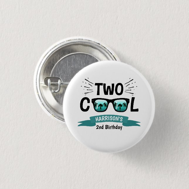 Two Cool Boys 2nd Birthday 3 Cm Round Badge (Front & Back)