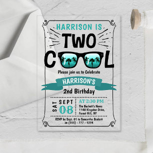 Two Cool Boys 2nd Birthday Acrylic Invitations