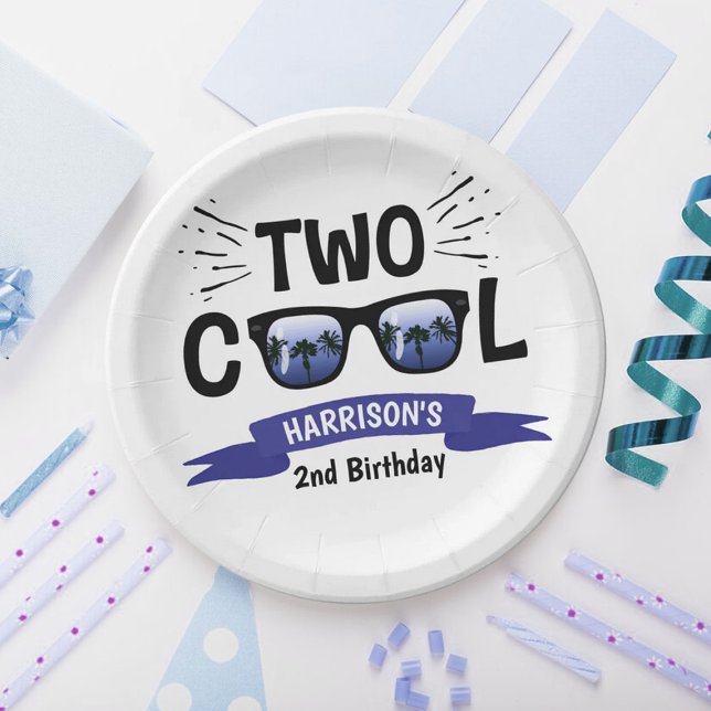 Two Cool Boys 2nd Birthday Paper Plate (Creator Uploaded)