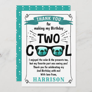 Two Cool Boys 2nd Birthday Thank You Card