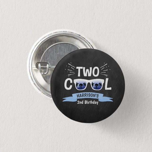 Two Cool Boys Chalkboard 2nd Birthday 3 Cm Round Badge (Front & Back)