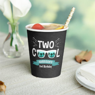 Two Cool Boys Chalkboard 2nd Birthday Paper Cups