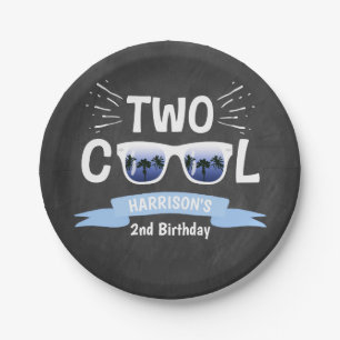Two Cool Boys Chalkboard 2nd Birthday Paper Plate