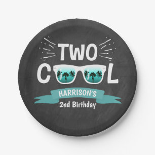 Two Cool Boys Chalkboard 2nd Birthday Paper Plate