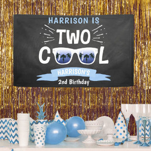 Two Cool Chalkboard Boys 2nd Birthday Banner