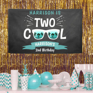 Two Cool Chalkboard Boys 2nd Birthday Banner