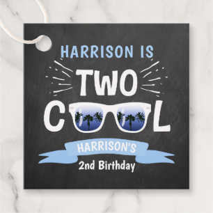 Two Cool Chalkboard Boys 2nd Birthday Favour Tags