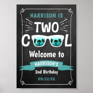 Two Cool Chalkboard Boys 2nd Birthday Welcome Sign