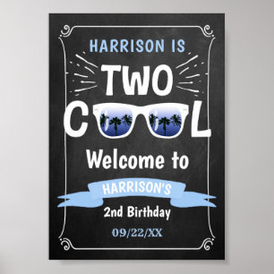 Two Cool Chalkboard Boys 2nd Birthday Welcome Sign