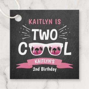 Two Cool Chalkboard Girls 2nd Birthday Favour Tags