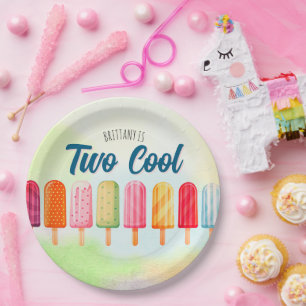 Two Cool Cute Popsicles Second Birthday  Paper Plate