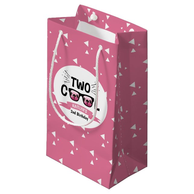 Two Cool Girls 2nd Birthday Party Small Gift Bag (Front Angled)