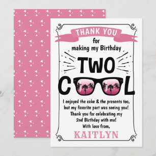 Two Cool Girls 2nd Birthday Thank You Card