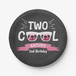 Two Cool Girls Chalkboard 2nd Birthday Paper Plate