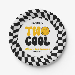 Two Cool Happy Retro Second 2nd Birthday Party Paper Plate