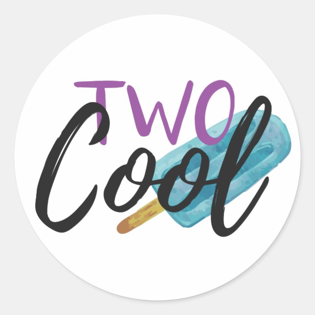 TWO COOL Kid's 2nd Birthday Summer Ice Pop Party Classic Round Sticker (Front)