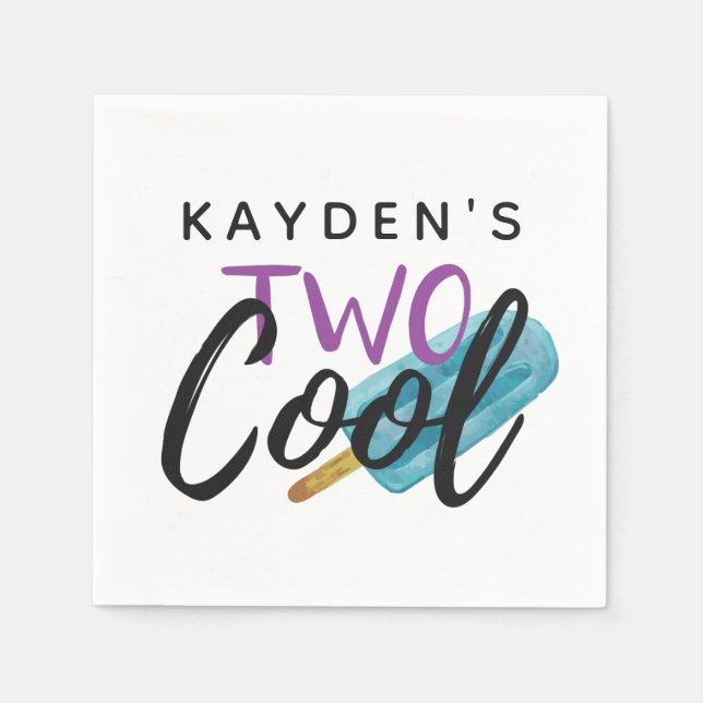 TWO COOL Kid's 2nd Birthday Summer Ice Pop Party Napkin (Front)