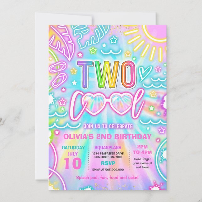 Two Cool Pool 2nd Birthday Party  Invitation (Front)
