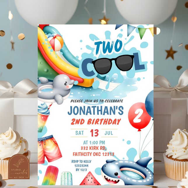 Two Cool Pool Birthday Party Invitation (Creator Uploaded)