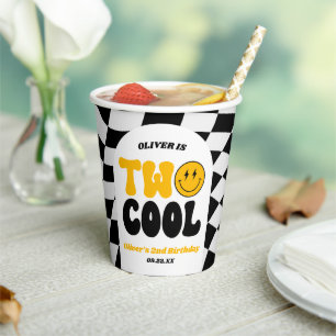 Two Cool Retro Arch Second 2nd Birthday Party Paper Cups