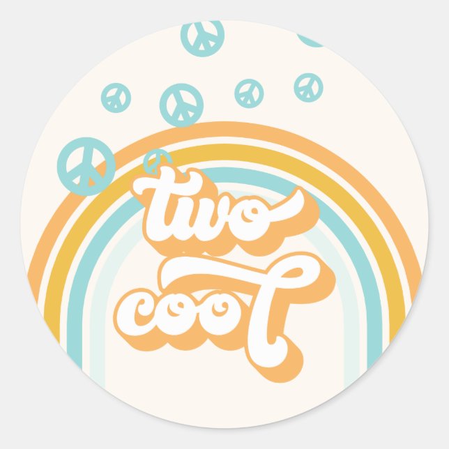 TWO Cool Retro Boy 2ND Birthday Classic Round Sticker (Front)