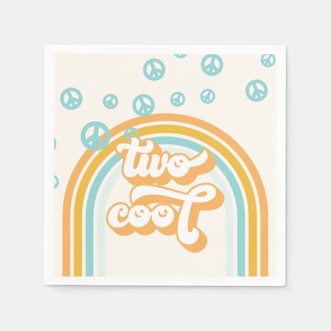 TWO Cool Retro Boy 2ND Birthday Napkin (Front)