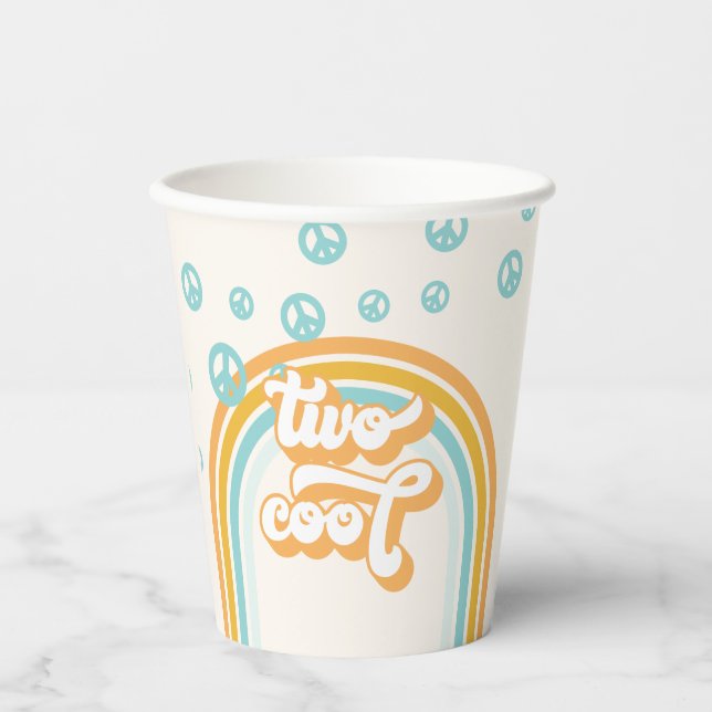 TWO Cool Retro Boy 2ND Birthday Paper Cups (Front)