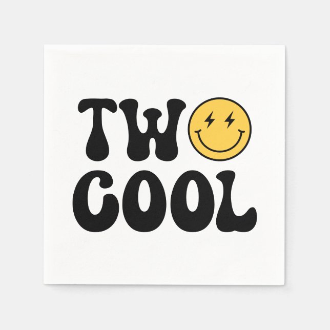 Two Cool Retro Happy Face Birthday Napkin (Front)