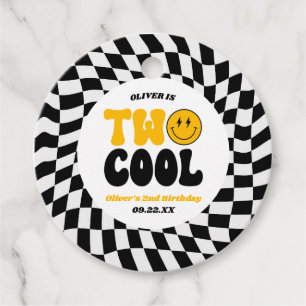 Two Cool Retro Second 2nd Birthday Party Favour Tags