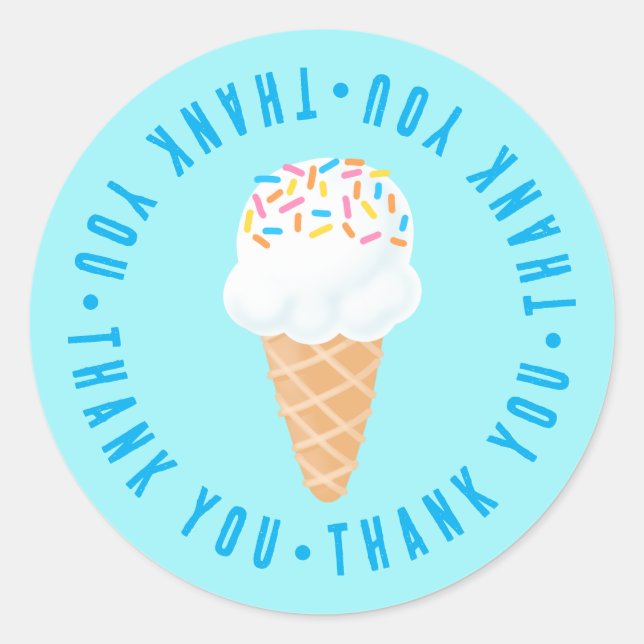 Two Cool Second Birthday Invitation Ice Cream Classic Round Sticker (Front)