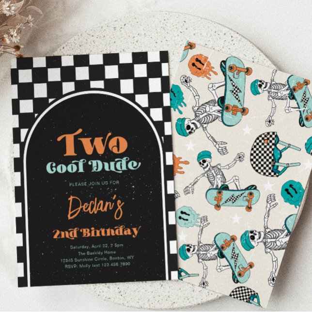 Two Cool Skateboarding Birthday Invitation (Creator Uploaded)