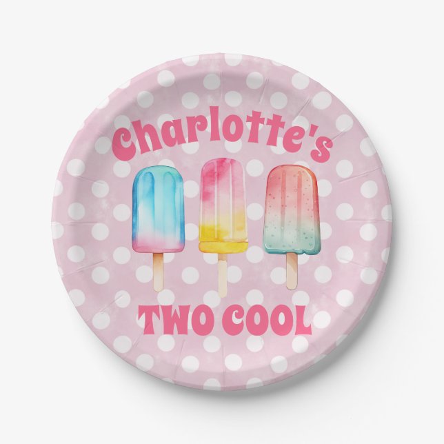TWO COOL Summer Birthday Party Plates (Front)