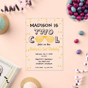 TWO Cool Sunglass 2nd Birthday Party Acrylic Invitations