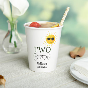 Two Cool Sunglass 2nd Birthday simple Paper Cups
