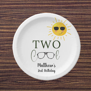 Two Cool Sunglass 2nd Birthday simple Paper Plate