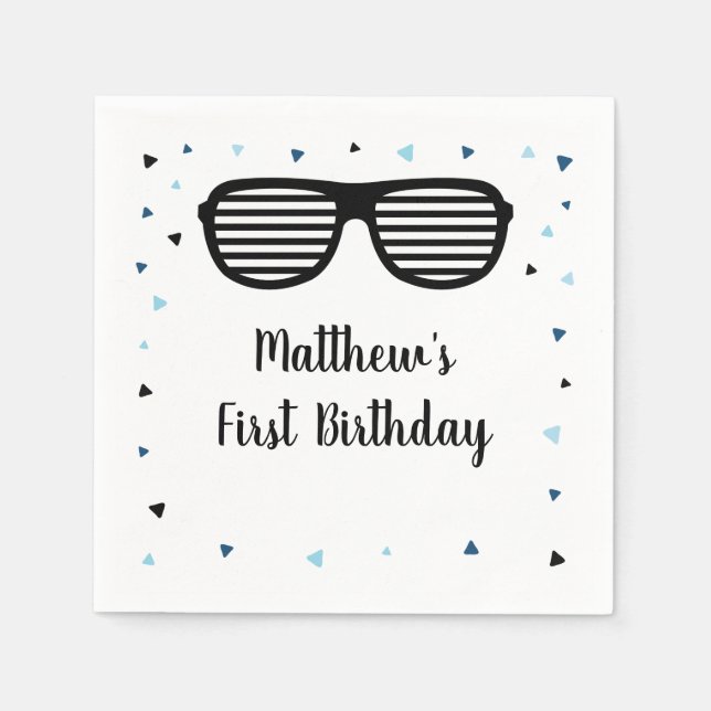 Two Cool Sunglasses Boy Birthday Napkin (Front)