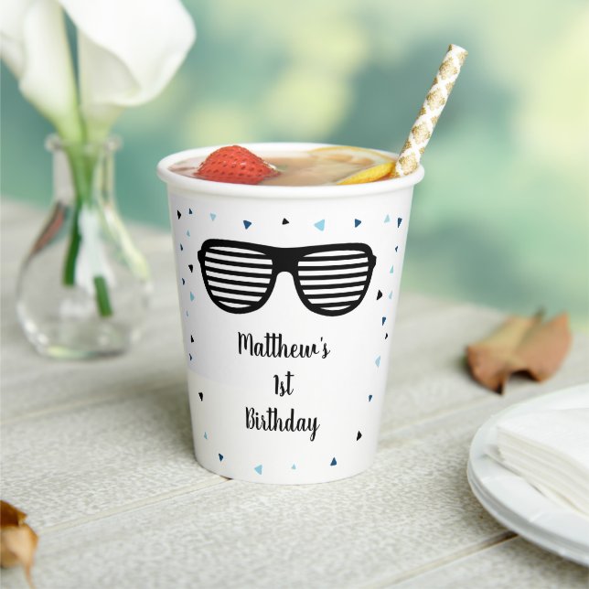 Two Cool Sunglasses Boy Birthday Paper Cups (Insitu)