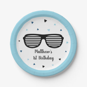 Two Cool Sunglasses Boy Birthday Paper Plate
