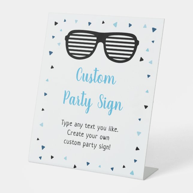 Two Cool Sunglasses Boy Editable Birthday Pedestal Sign (Front)