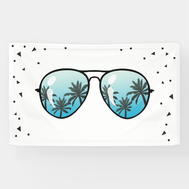 Two Cool Sunglasses Confetti Boy Birthday Banner (Horizontal)