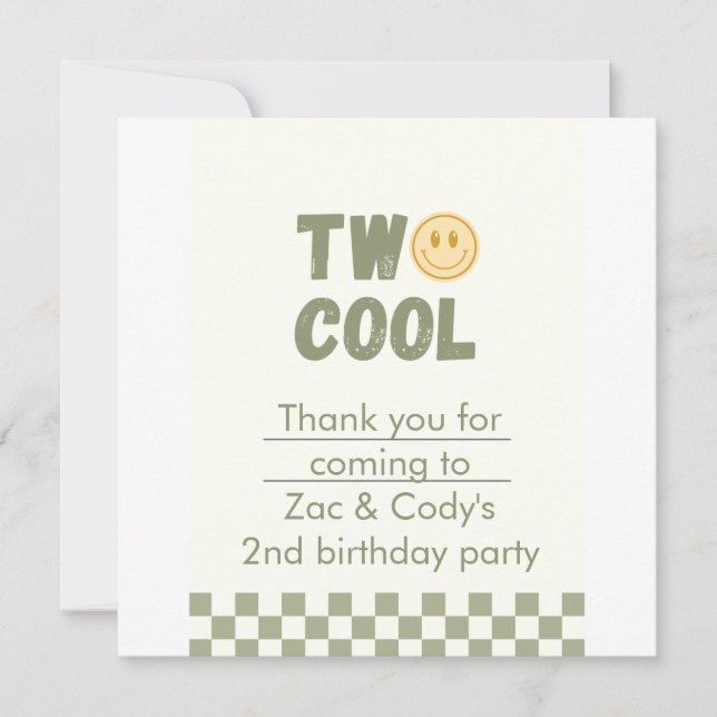 Two Cool Twin Birthday Invitation – Editable  (Front)