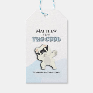 Two Cool Winter Polar Bear dabbing 2nd bday Gift Tags