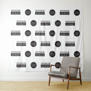 Two Corporate sponsor logos Step and Repeat Custom Tapestry