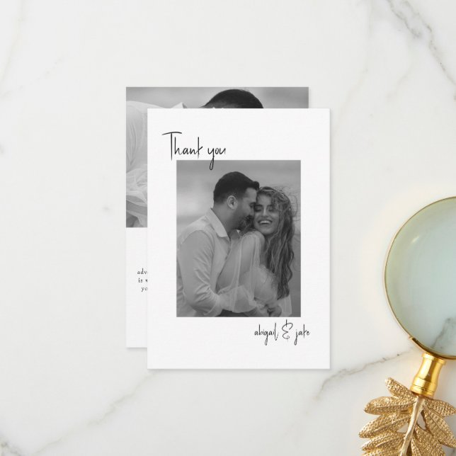 Two Couple B/W Photos Wedding Message Thank You (Front/Back In Situ)