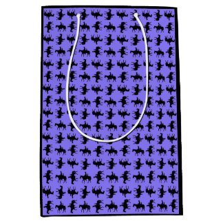 Two Cowboys on Horseback Silhouettes - Periwinkle  Medium Gift Bag