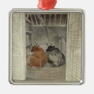 Two Cows in a Stable (by Eric Ravilious) Metal Tree Decoration